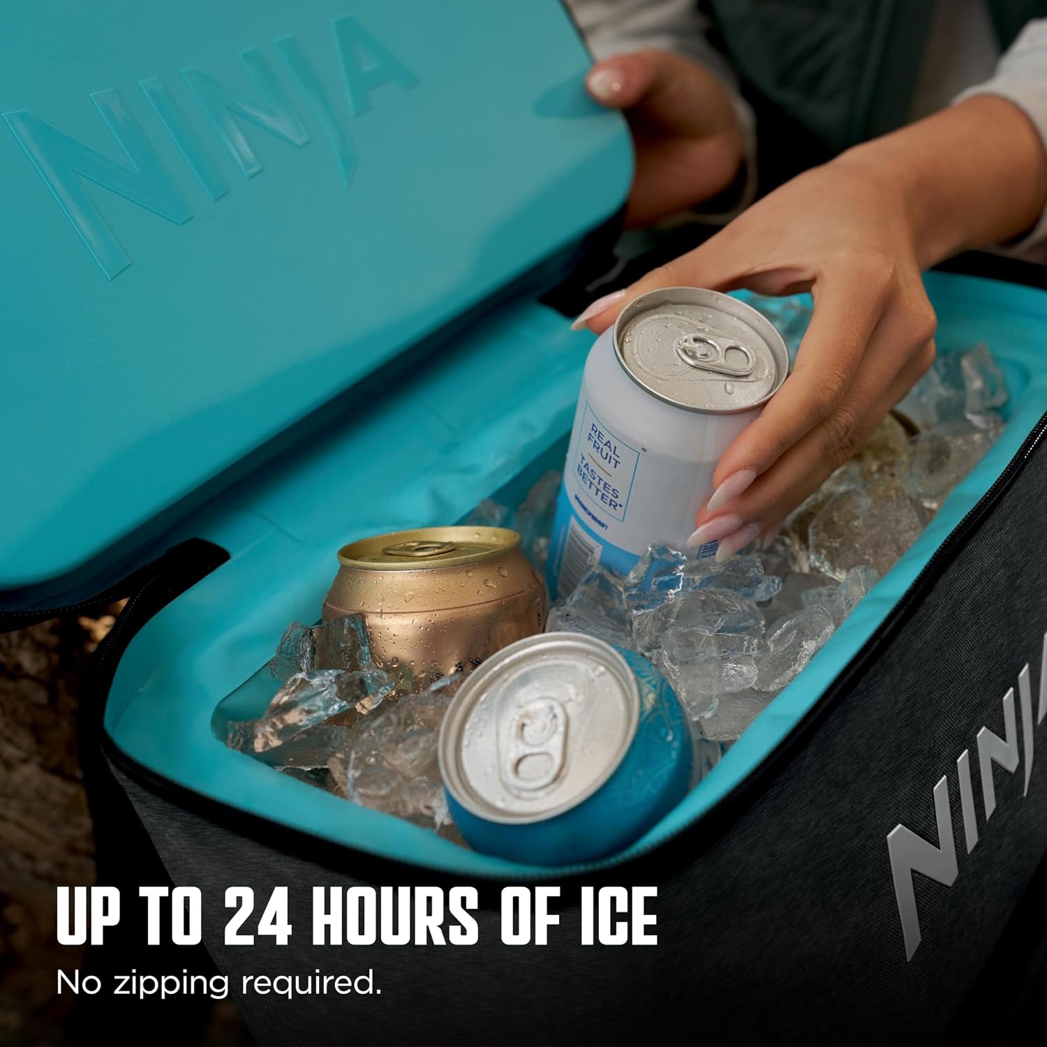 image:imageNinja FrostVault Go Soft Backpack Cooler Dry Storage Birch Beige Ninja FrostVault Go soft cooler stays cool for hours with a leakproof easyaccess lid and carries like a backpackDark Grey