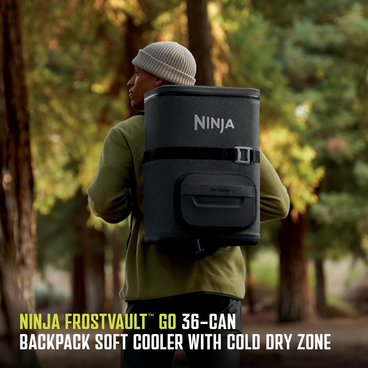 image:imageNinja FrostVault Go Soft Backpack Cooler Dry Storage Birch Beige Ninja FrostVault Go soft cooler stays cool for hours with a leakproof easyaccess lid and carries like a backpackDark Grey