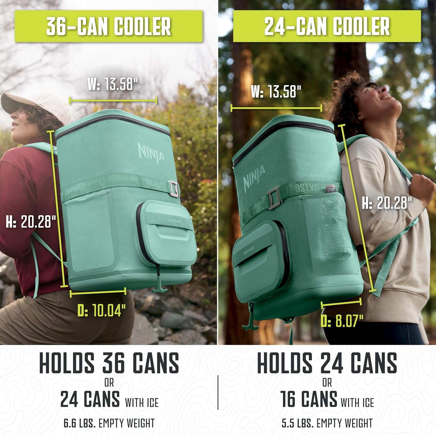 image:imageNinja FrostVault Go Soft Backpack Cooler Dry Storage Birch Beige Ninja FrostVault Go soft cooler stays cool for hours with a leakproof easyaccess lid and carries like a backpackCactus Green