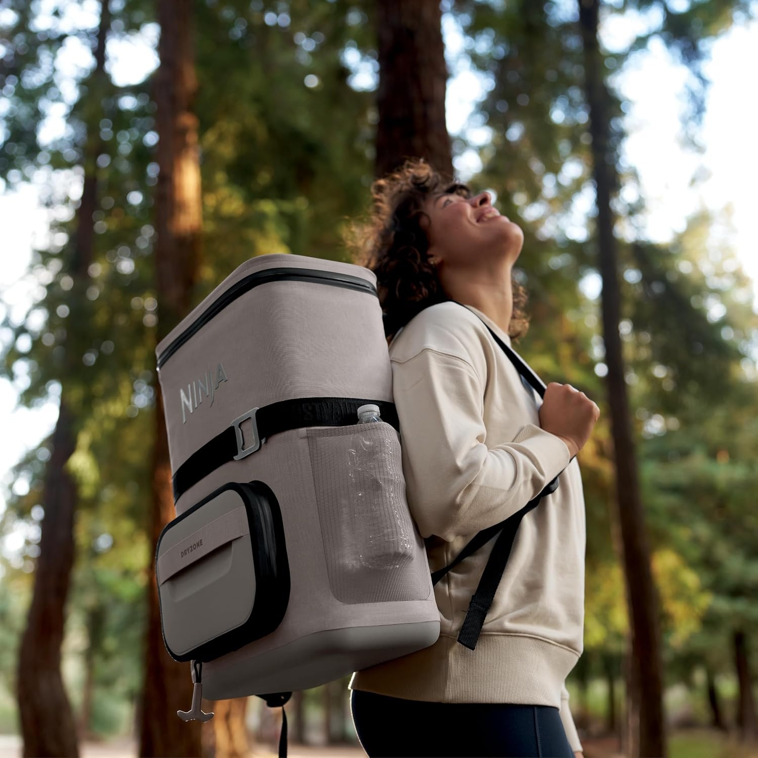 image:imageNinja FrostVault Go Soft Backpack Cooler Dry Storage Birch Beige Ninja FrostVault Go soft cooler stays cool for hours with a leakproof easyaccess lid and carries like a backpackBeige