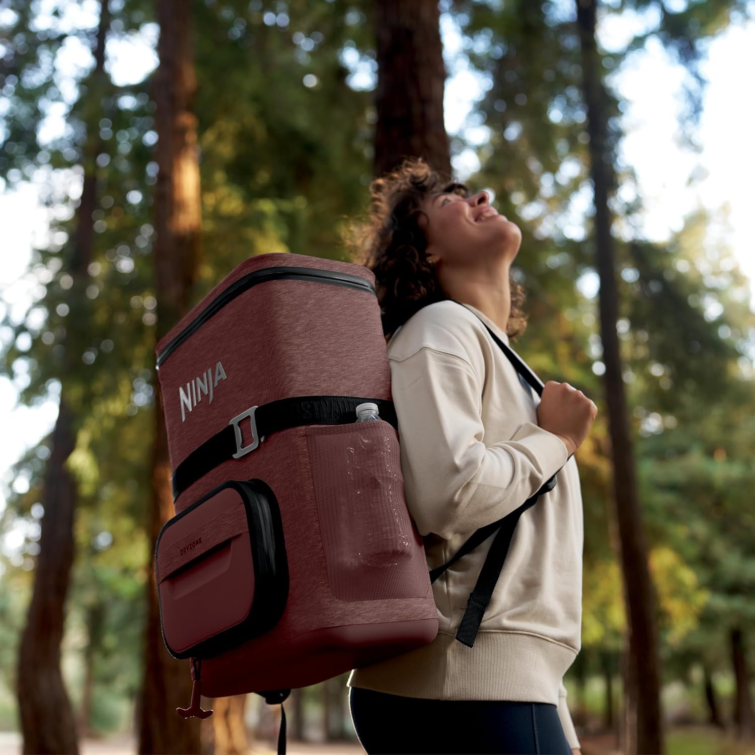 image:imageNinja FrostVault Go Soft Backpack Cooler Dry Storage Birch Beige Ninja FrostVault Go soft cooler stays cool for hours with a leakproof easyaccess lid and carries like a backpackCanyon Red