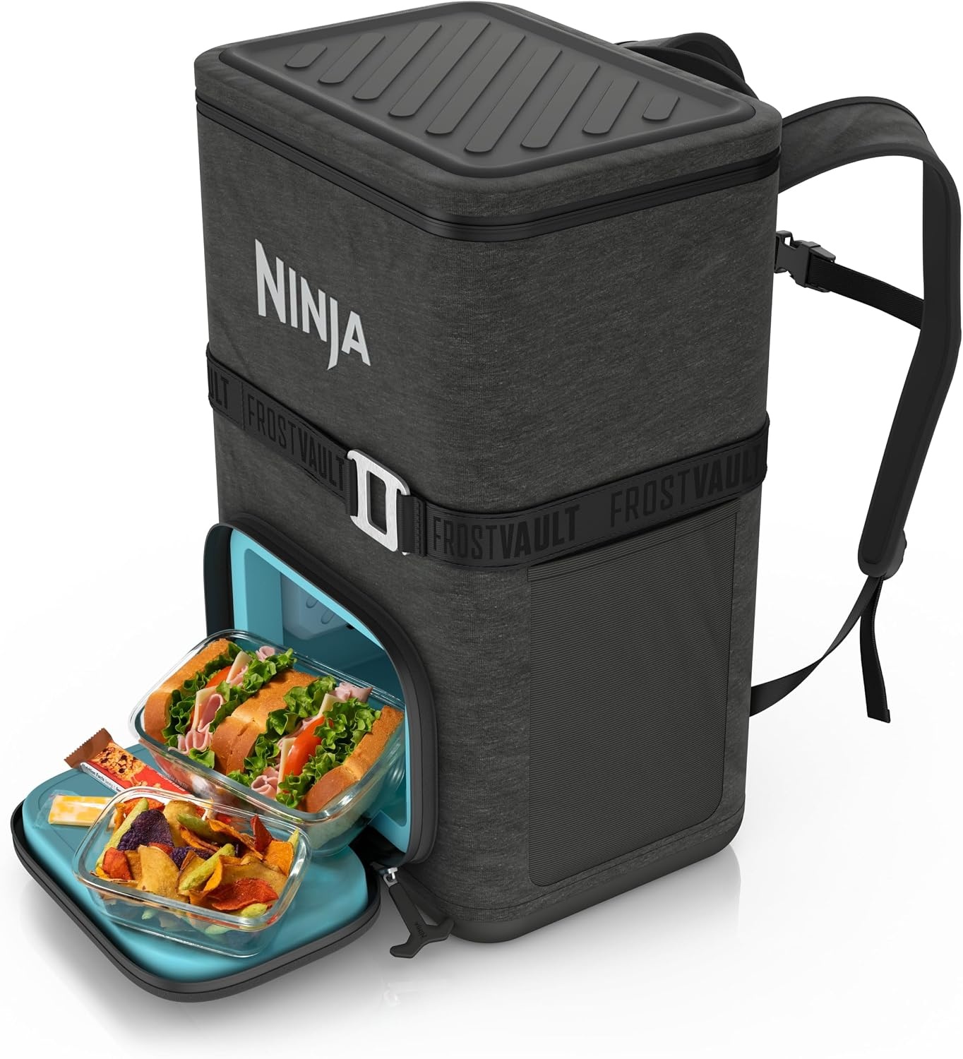image:imageNinja FrostVault Go Soft Backpack Cooler Dry Storage Birch Beige Ninja FrostVault Go soft cooler stays cool for hours with a leakproof easyaccess lid and carries like a backpackDark Grey