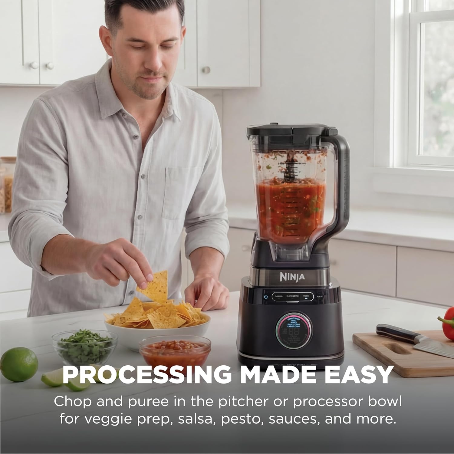 image:imageNinja Kitchen System BlendSense Tech 72 oz 1800PW Black TB401 BlendSense Tech for smoothies cookie dough salsa amp more 8cup processor bowl 24oz cup 1800 peak wattsNinja BlendSense Pro Kitchen System