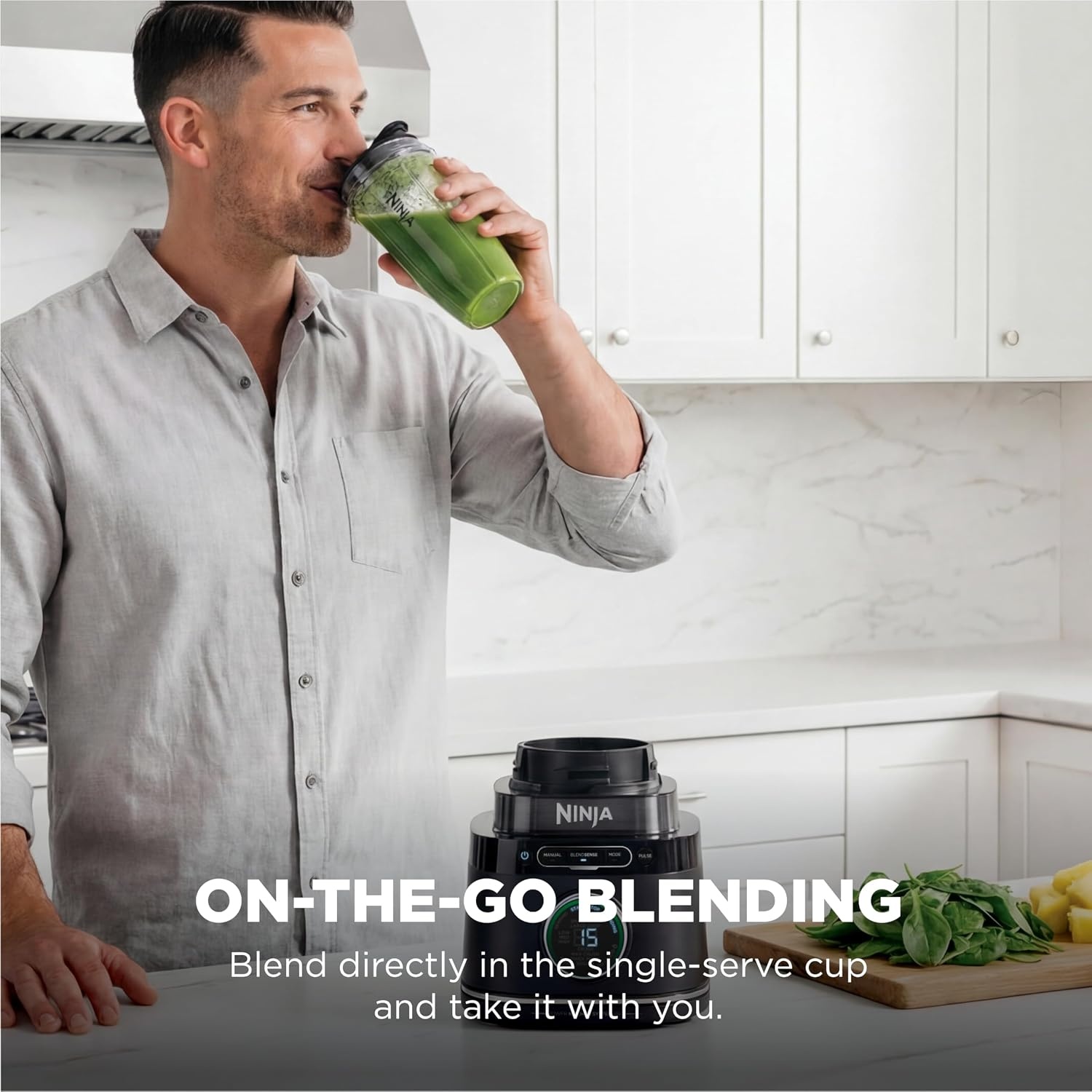 image:imageNinja Kitchen System BlendSense Tech 72 oz 1800PW Black TB401 BlendSense Tech for smoothies cookie dough salsa amp more 8cup processor bowl 24oz cup 1800 peak wattsNinja BlendSense Pro Kitchen System