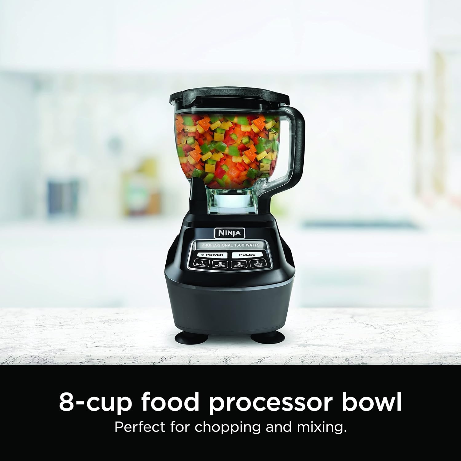 image:imageNinja Mega Kitchen System 1500W 72oz Pitcher 8Cup Black BL770AMZ 1500W allinone blends smoothies processes salsa amp dough 72oz pitcher 8cup processor bowl 2 16oz cups