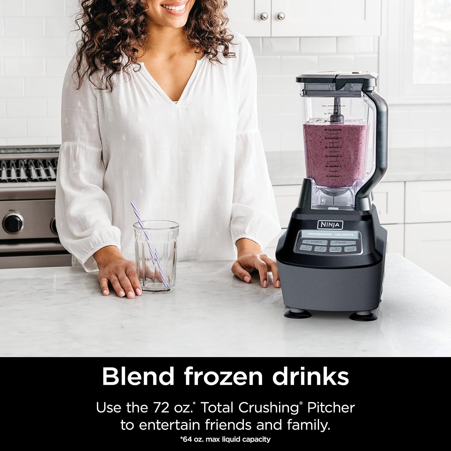 image:imageNinja Mega Kitchen System 1500W 72oz Pitcher 8Cup Black BL770AMZ 1500W allinone blends smoothies processes salsa amp dough 72oz pitcher 8cup processor bowl 2 16oz cups