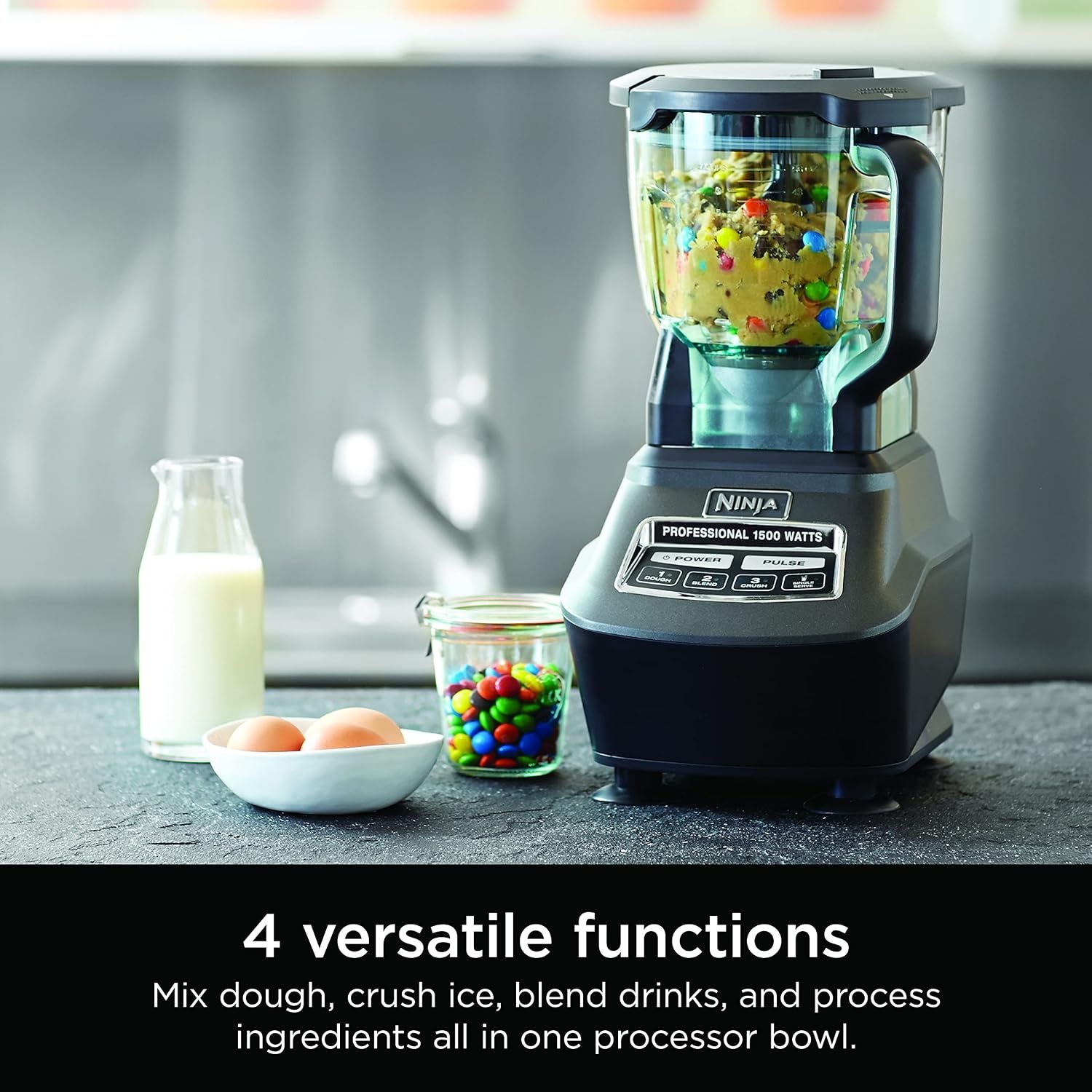 image:imageNinja Mega Kitchen System 1500W 72oz Pitcher 8Cup Black BL770AMZ 1500W allinone blends smoothies processes salsa amp dough 72oz pitcher 8cup processor bowl 2 16oz cups