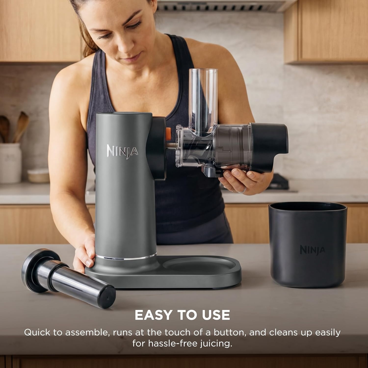 image:imageNinja NeverClog Cold Press Juicer 24oz Jug 36oz Pulp Silver JC151SL 150W hightorque auger juices fibrous fruits amp veggies Total Pulp Control 2 onetouch programs Dishwasher safeCharcoal