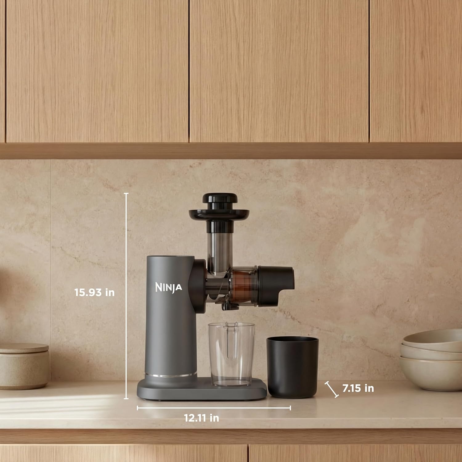 image:imageNinja NeverClog Cold Press Juicer 24oz Jug 36oz Pulp Silver JC151SL 150W hightorque auger juices fibrous fruits amp veggies Total Pulp Control 2 onetouch programs Dishwasher safeCharcoal