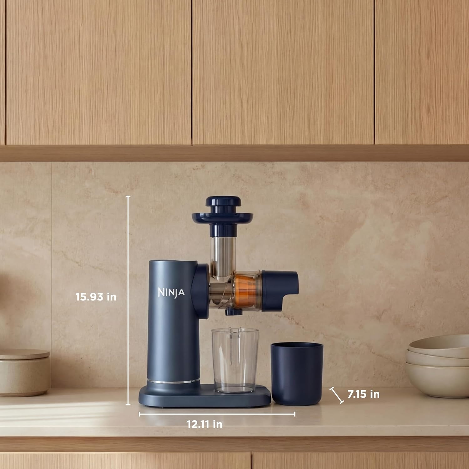 image:imageNinja NeverClog Cold Press Juicer 24oz Jug 36oz Pulp Silver JC151SL 150W hightorque auger juices fibrous fruits amp veggies Total Pulp Control 2 onetouch programs Dishwasher safeBlueberry