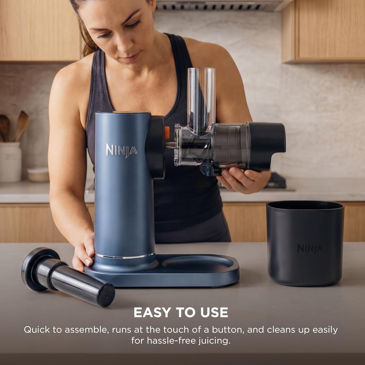image:imageNinja NeverClog Cold Press Juicer 24oz Jug 36oz Pulp Silver JC151SL 150W hightorque auger juices fibrous fruits amp veggies Total Pulp Control 2 onetouch programs Dishwasher safeBlueberry