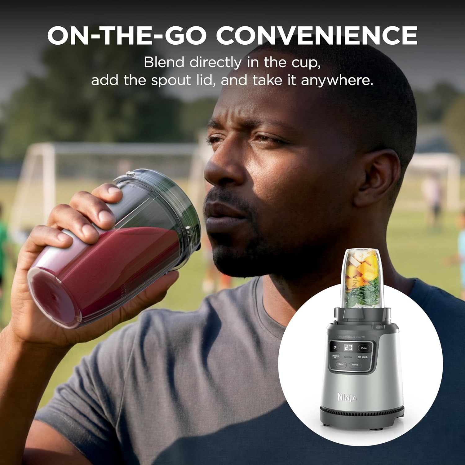 image:imageNinja Nutri Personal amp Countertop Blender 1200W AutoiQ Black BL642 AutoiQ base blends smoothies amp shakes 72oz pitcher plus 18 24 amp 32oz togo cups w spout lids Dishwasher safeBlendPro 4in1 Kitchen System