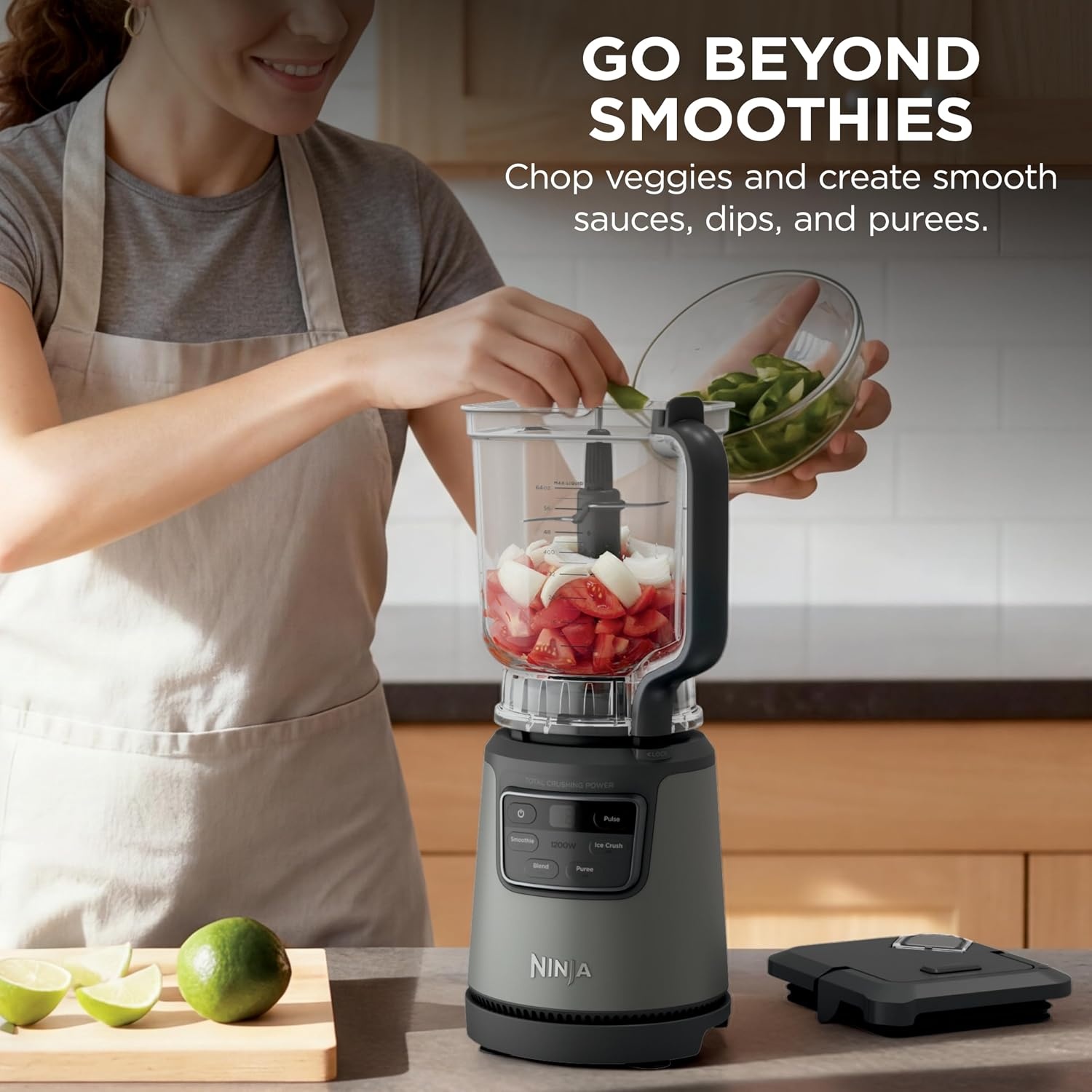 image:imageNinja Nutri Personal amp Countertop Blender 1200W AutoiQ Black BL642 AutoiQ base blends smoothies amp shakes 72oz pitcher plus 18 24 amp 32oz togo cups w spout lids Dishwasher safeBlendPro 4in1 Kitchen System