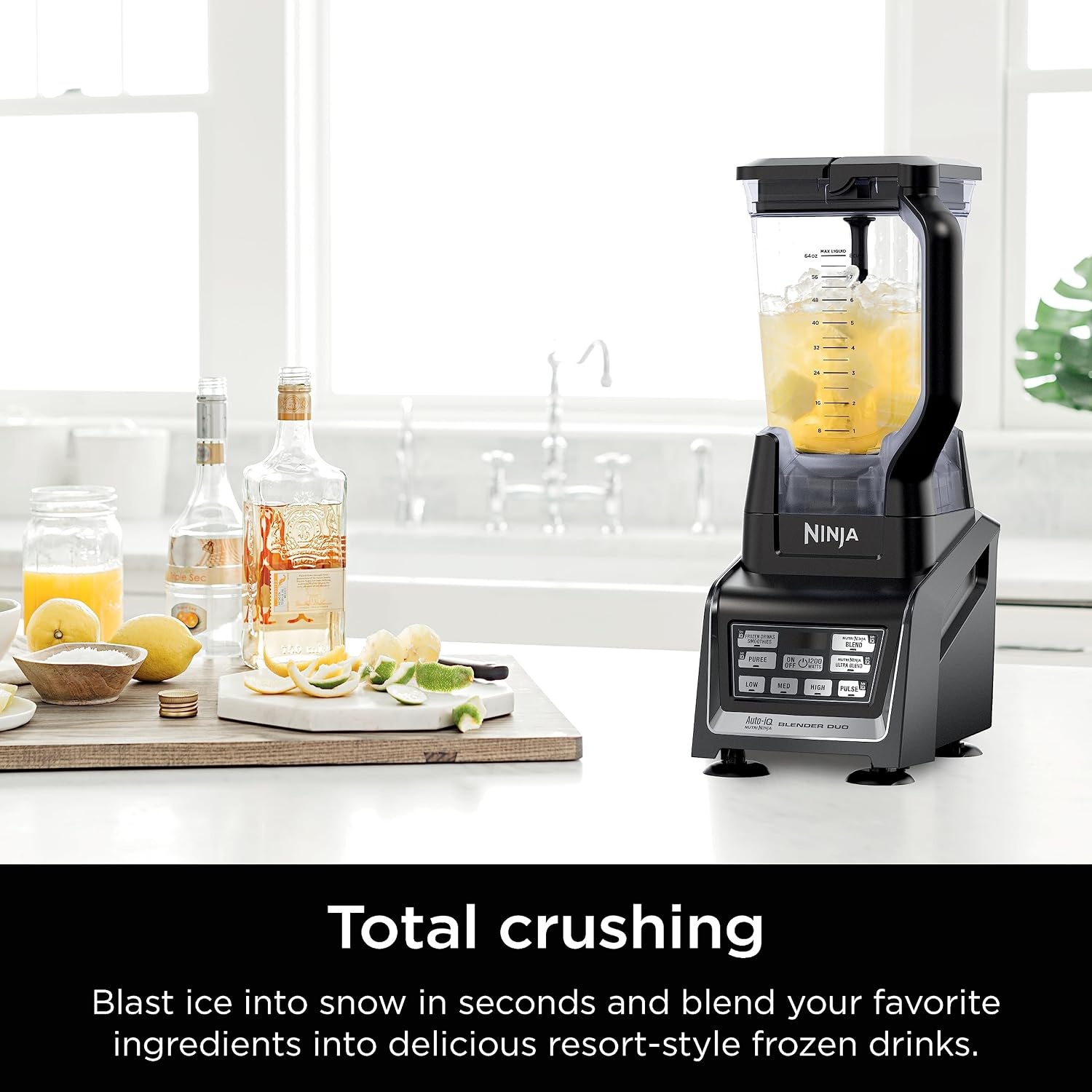 image:imageNinja Nutri Personal amp Countertop Blender 1200W AutoiQ Black BL642 AutoiQ base blends smoothies amp shakes 72oz pitcher plus 18 24 amp 32oz togo cups w spout lids Dishwasher safeNutriNinja Blender DUO