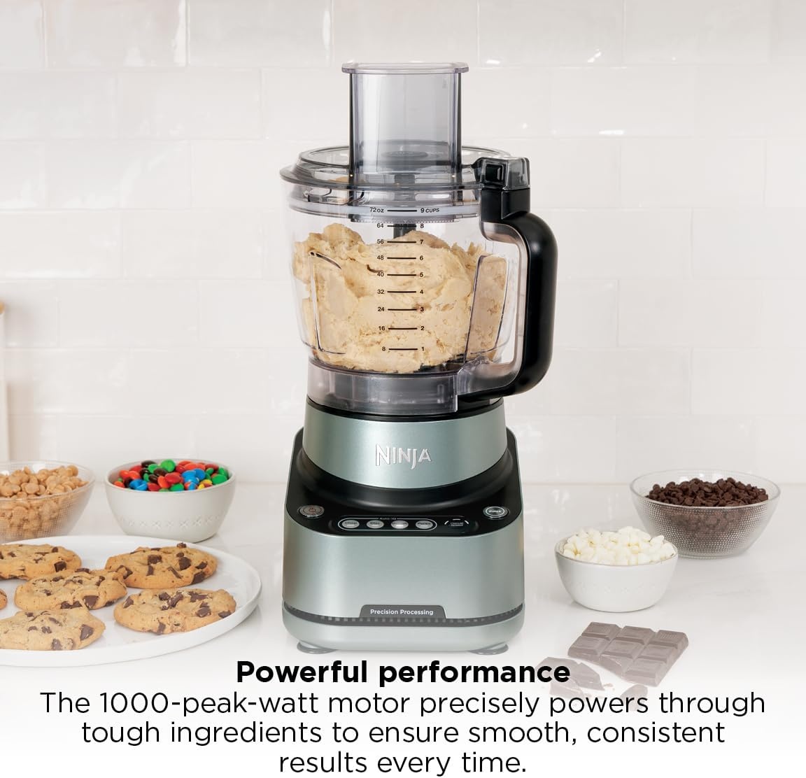 image:imageNinja PrecisionPro Food Processor amp Dough Mixer 1000PW 9Cup BZ601 AutoiQ presets for chopping slicingshredding pureeing amp dough 9cup bowl BPAfree dishwashersafe partsSilver