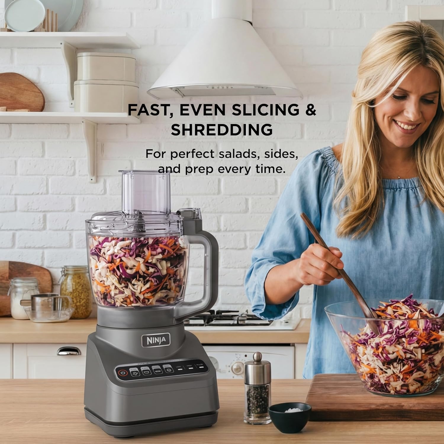 image:imageNinja PrecisionPro Food Processor amp Dough Mixer 1000PW 9Cup BZ601 AutoiQ presets for chopping slicingshredding pureeing amp dough 9cup bowl BPAfree dishwashersafe partsGrey