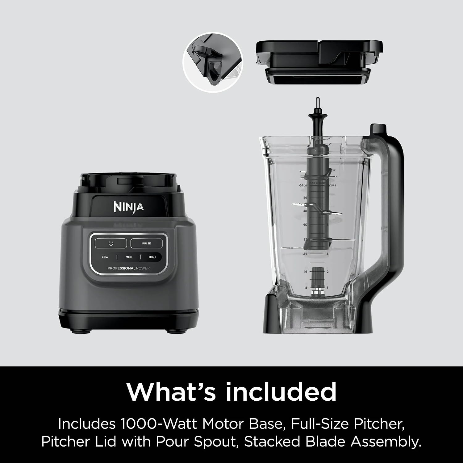 image:imageNinja Professional 72 Oz Countertop Blender with 1000Watt Base and Total Crushing Technology forSmoothies Ice and Frozen Fruit Black Renewed