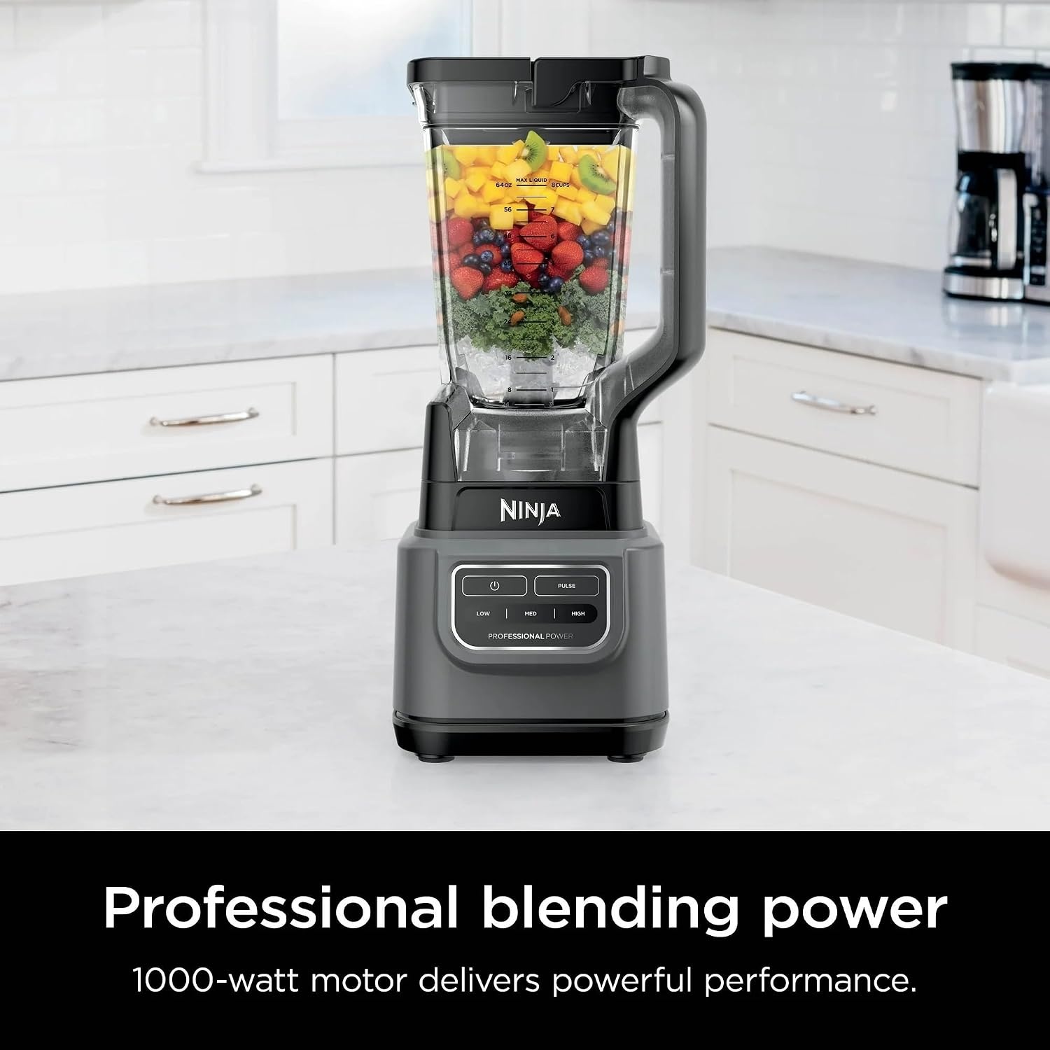 image:imageNinja Professional 72 Oz Countertop Blender with 1000Watt Base and Total Crushing Technology forSmoothies Ice and Frozen Fruit Black Renewed