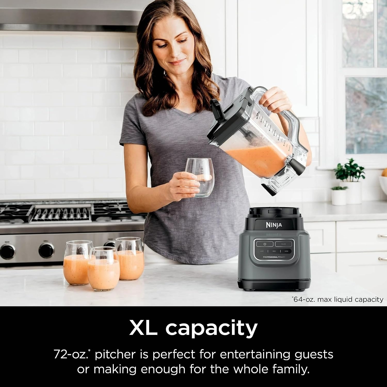 image:imageNinja Professional 72 Oz Countertop Blender with 1000Watt Base and Total Crushing Technology forSmoothies Ice and Frozen Fruit Black Renewed