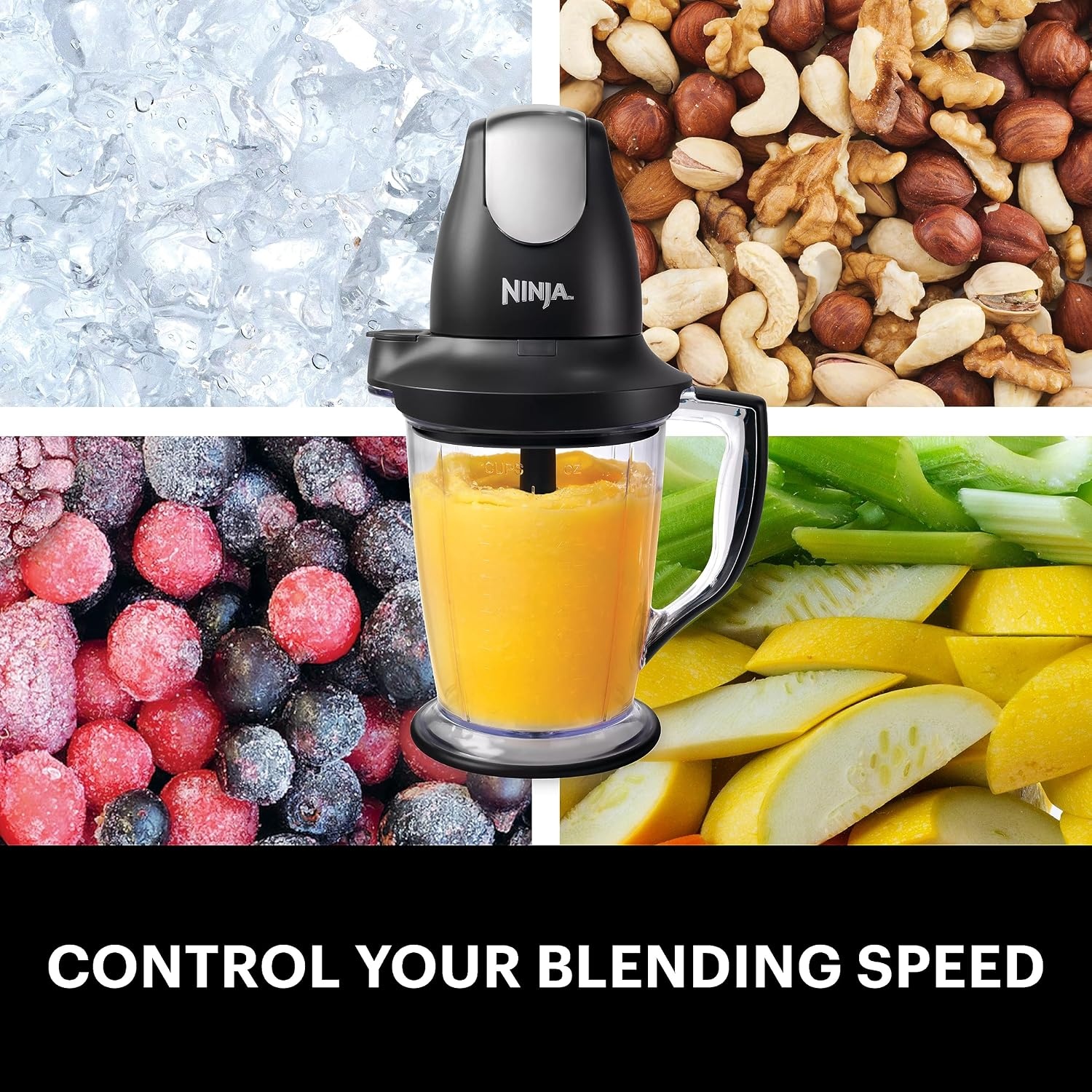 image:imageNinja QB1004 BlenderFood Processor with 450Watt Base 48oz Pitcher 16oz Chopper Bowl and 40oz Processor Bowl for Shakes Smoothies and Meal PrepBlackBlack