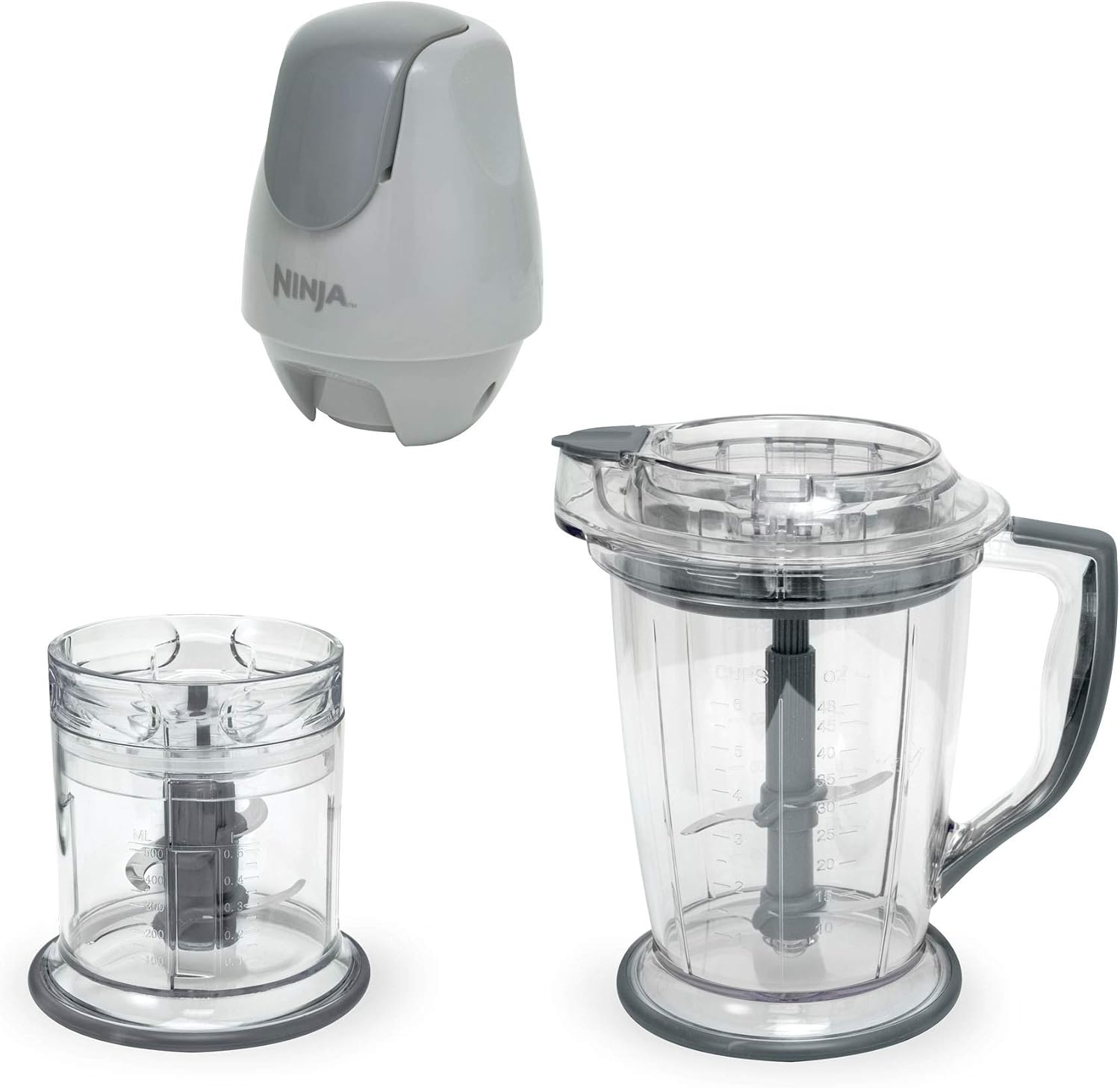 image:imageNinja QB1004 BlenderFood Processor with 450Watt Base 48oz Pitcher 16oz Chopper Bowl and 40oz Processor Bowl for Shakes Smoothies and Meal PrepBlackGray