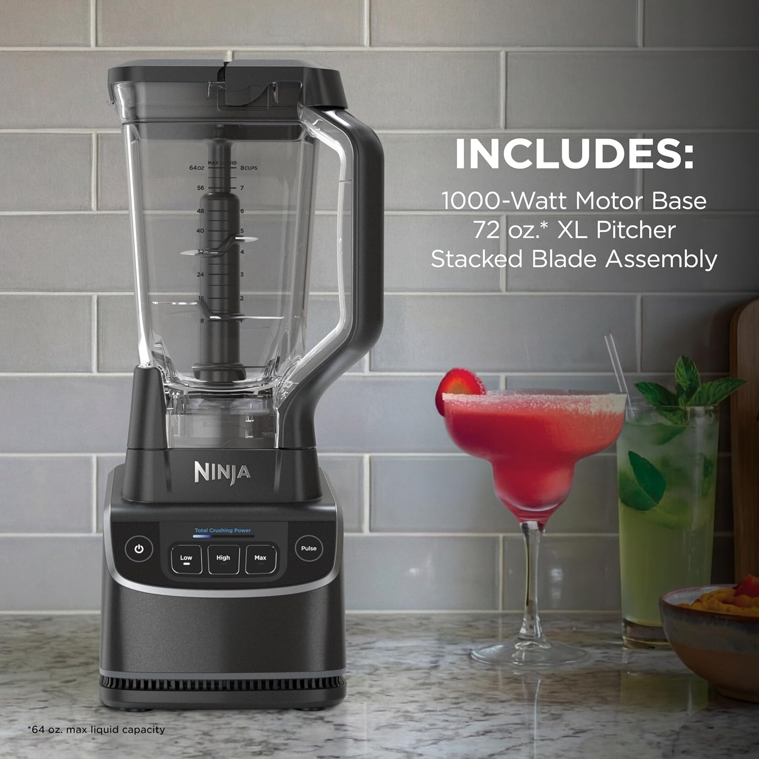 image:imageNinja UltraCrush Professional Blender 1000W 72oz Pitcher 3 Speeds BP201 1000W Total Crushing blades power through ice amp fruit XL 72oz pitcher 3 manual speeds plus pulse Dishwasher safeCharcoal 2026