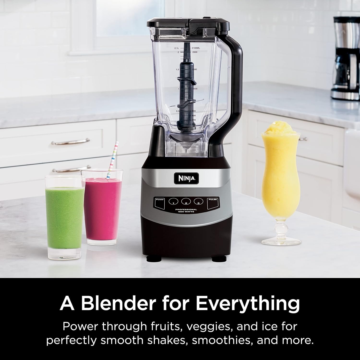 image:imageNinja UltraCrush Professional Blender 1000W 72oz Pitcher 3 Speeds BP201 1000W Total Crushing blades power through ice amp fruit XL 72oz pitcher 3 manual speeds plus pulse Dishwasher safeSilverBlack