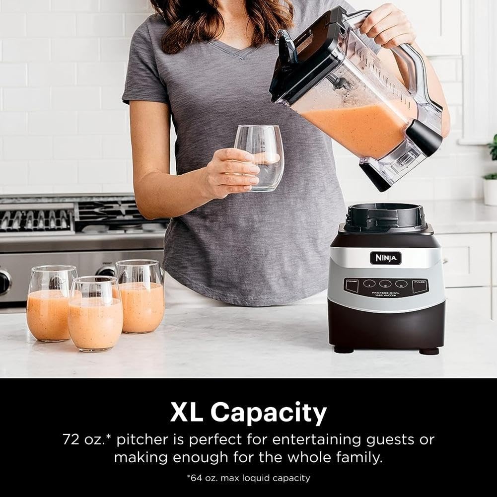 image:imageNinja UltraCrush Professional Blender 1000W 72oz Pitcher 3 Speeds BP201 1000W Total Crushing blades power through ice amp fruit XL 72oz pitcher 3 manual speeds plus pulse Dishwasher safeSilverBlack