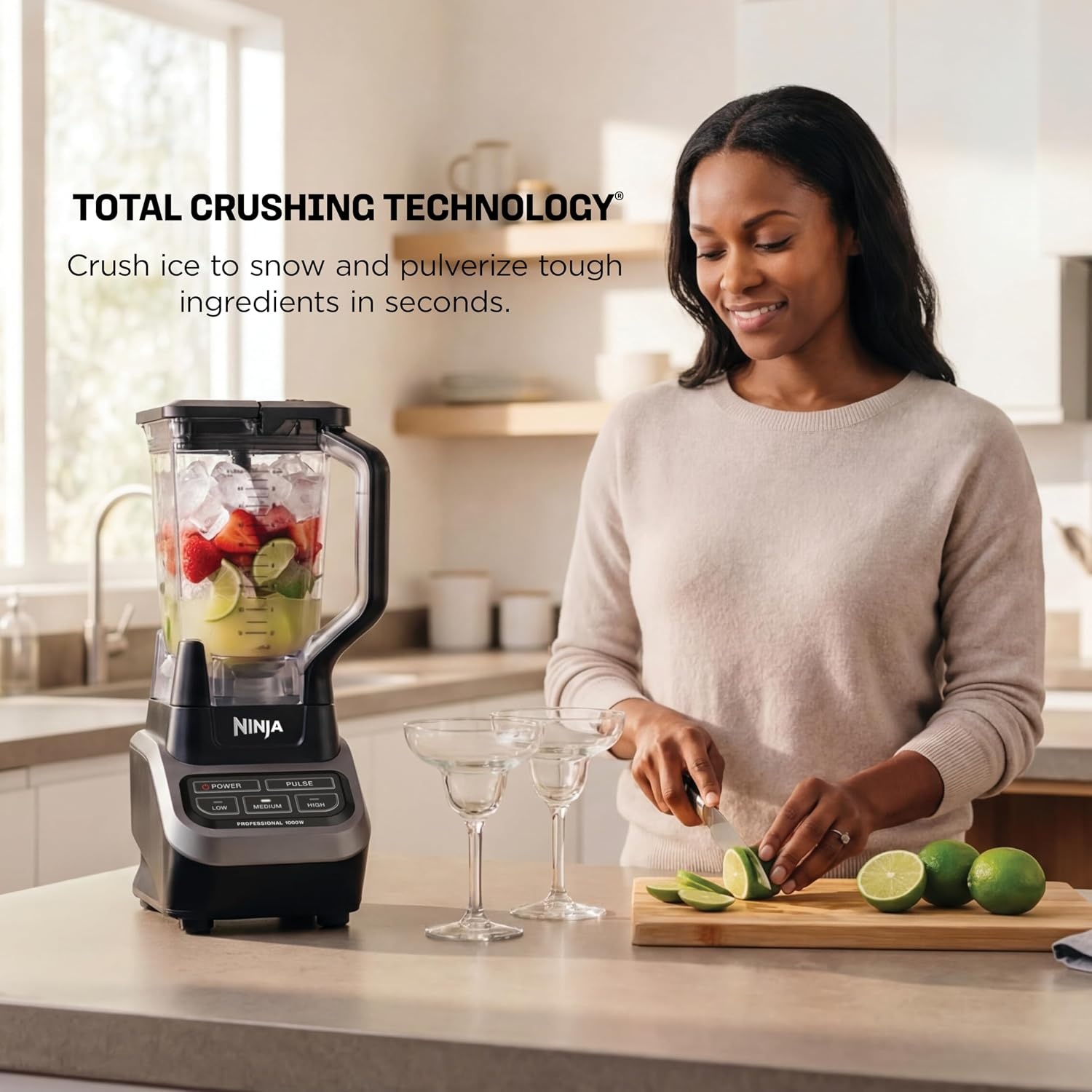 image:imageNinja UltraCrush Professional Blender 1000W 72oz Pitcher 3 Speeds BP201 1000W Total Crushing blades power through ice amp fruit XL 72oz pitcher 3 manual speeds plus pulse Dishwasher safeBlackGray