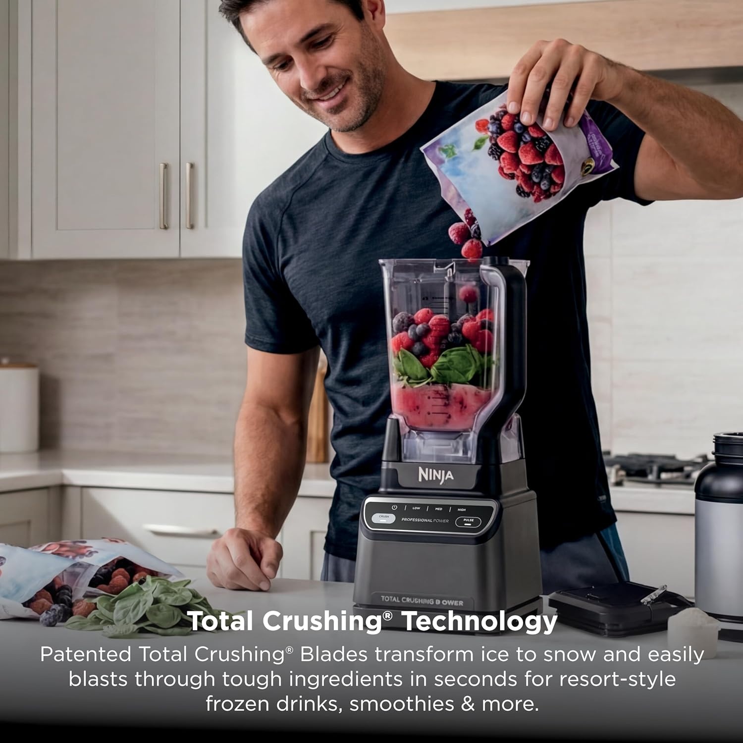 image:imageNinja UltraCrush Professional Blender 1000W 72oz Pitcher 3 Speeds BP201 1000W Total Crushing blades power through ice amp fruit XL 72oz pitcher 3 manual speeds plus pulse Dishwasher safeBlack