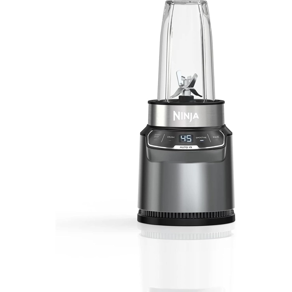 image:imageNinja BN400 Nutri Pro Compact Personal Blender AutoiQ Technology 1000Watts for Frozen Drinks Smoothies Sauces amp More with 18oz amp 24oz ToGo Cups amp Spout Lids Stone Silver Renewed