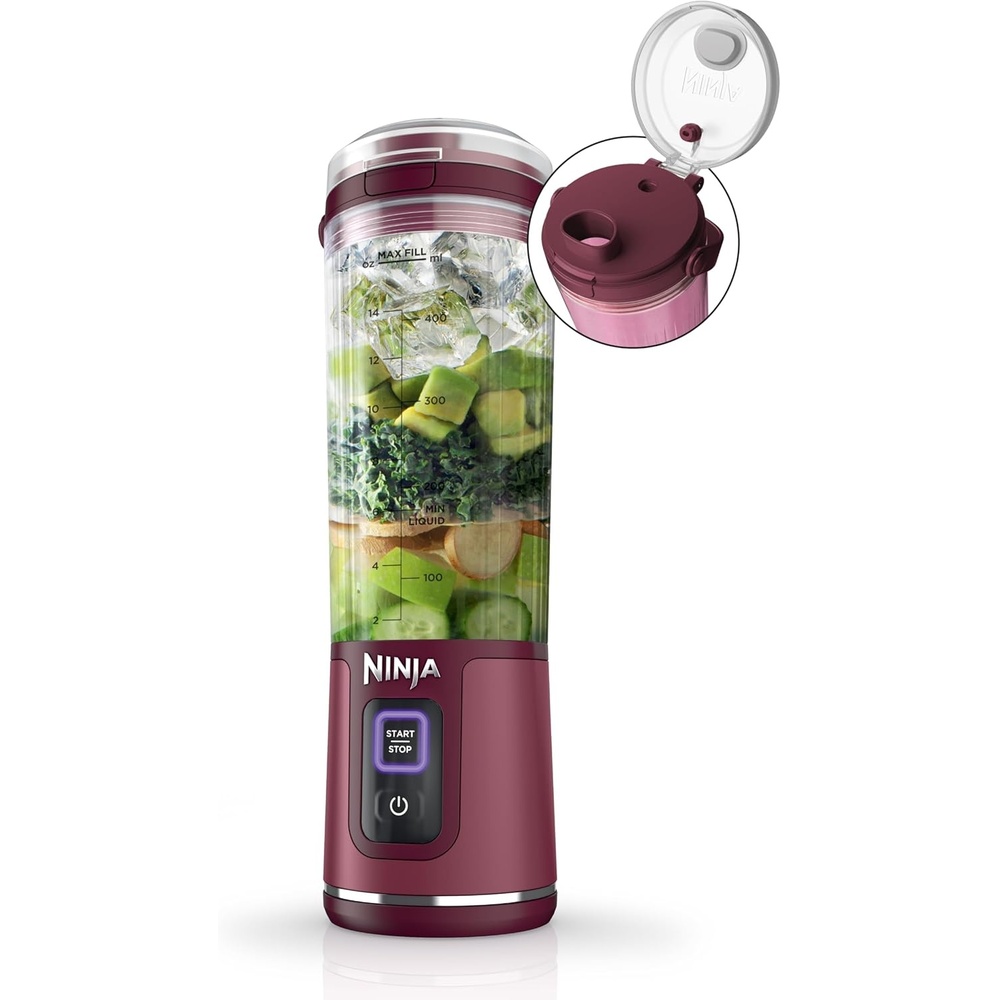 image:imageNinja Blast Portable Blender Cordless 18oz Vessel Lavender BC151ML USBC rechargeable cordless blending anywhere BlastBlade crushes ice amp frozen fruit Leakproof sip lid dishwasher safeCranberry