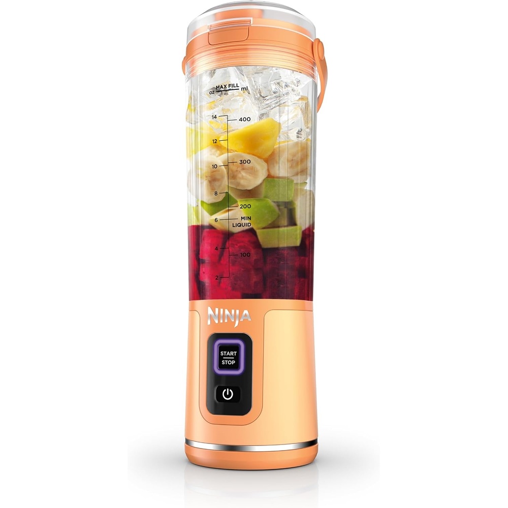 image:imageNinja Blast Portable Blender Cordless 18oz Vessel Lavender BC151ML USBC rechargeable cordless blending anywhere BlastBlade crushes ice amp frozen fruit Leakproof sip lid dishwasher safeOrange