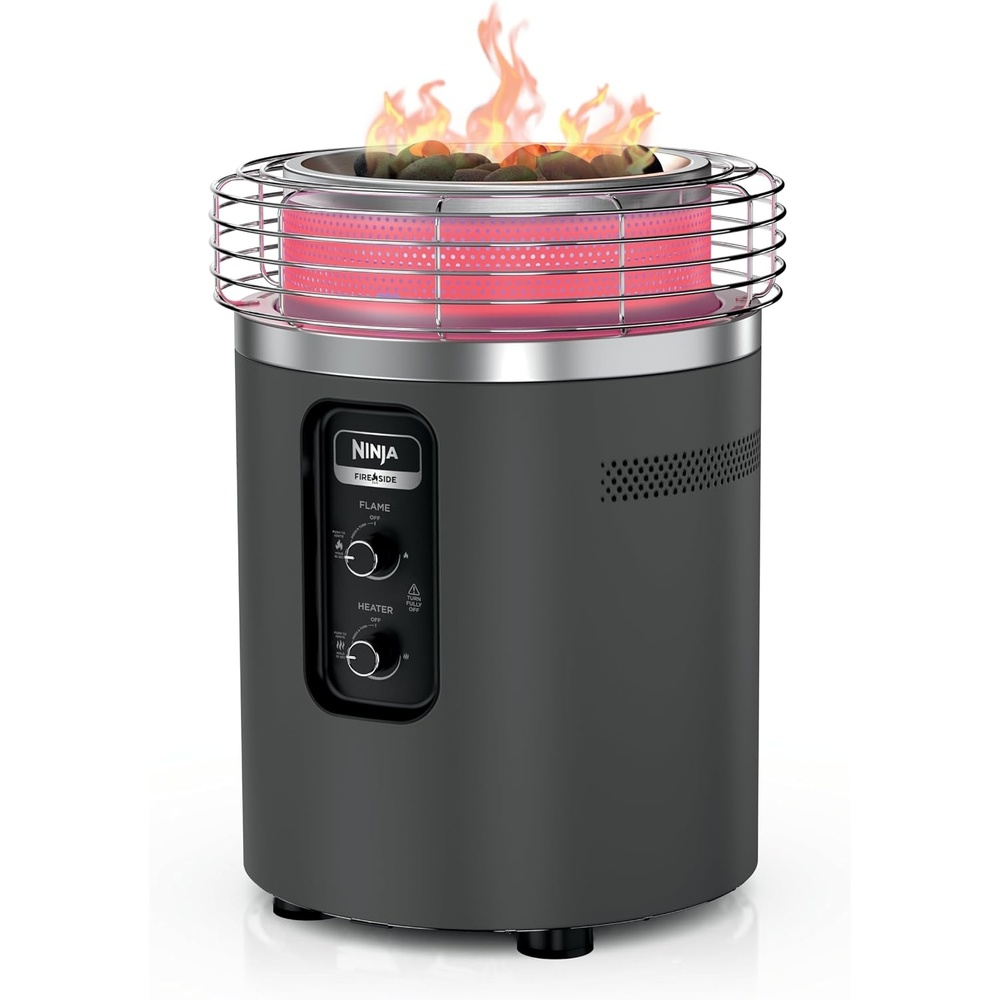 image:imageNinja Fireside360 Fire PitHeater 80000 BTU 3 Modes Rust Ninja Fireside360 offers flame heat or both with up to 80000 BTUs hasslefree dial control and smokeless designCharcoal