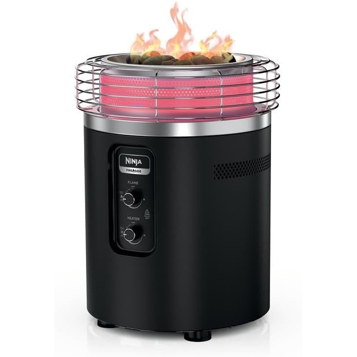 image:imageNinja Fireside360 Fire PitHeater 80000 BTU 3 Modes Rust Ninja Fireside360 offers flame heat or both with up to 80000 BTUs hasslefree dial control and smokeless designBlack