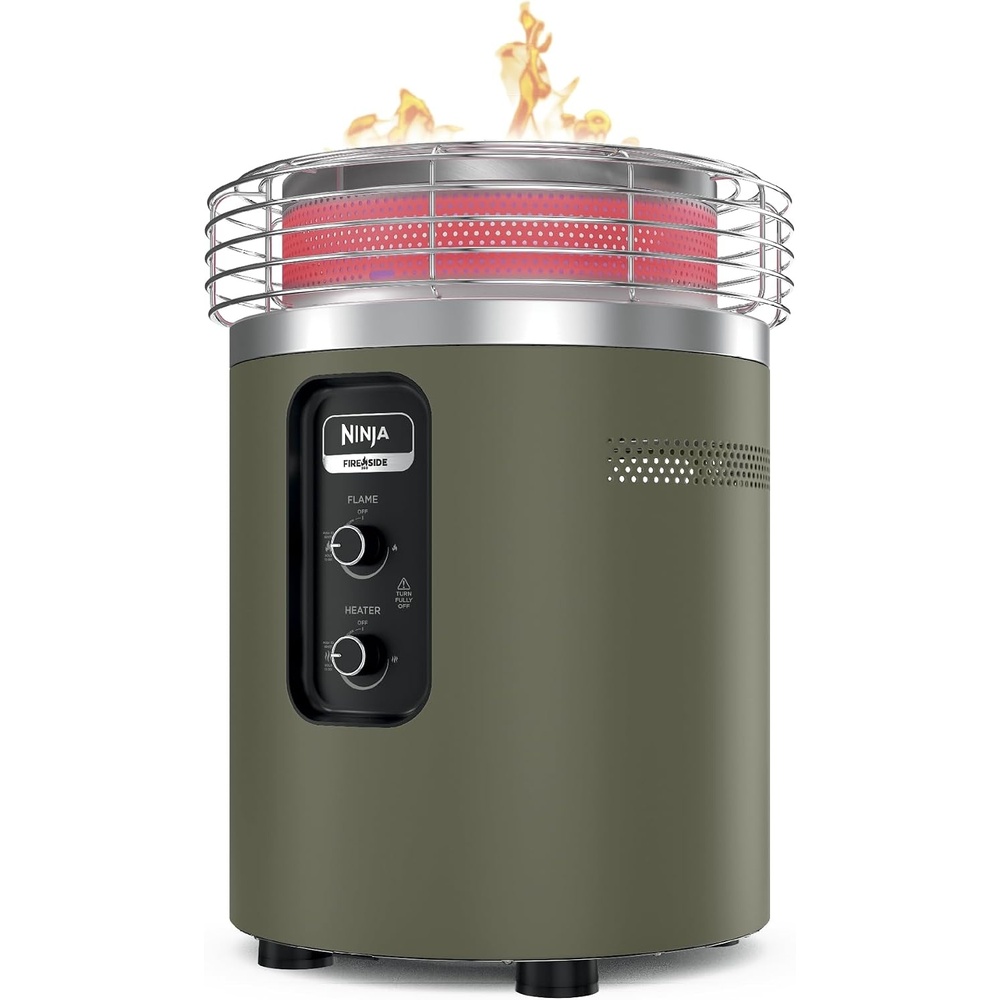 image:imageNinja Fireside360 Fire PitHeater 80000 BTU 3 Modes Rust Ninja Fireside360 offers flame heat or both with up to 80000 BTUs hasslefree dial control and smokeless designMoss