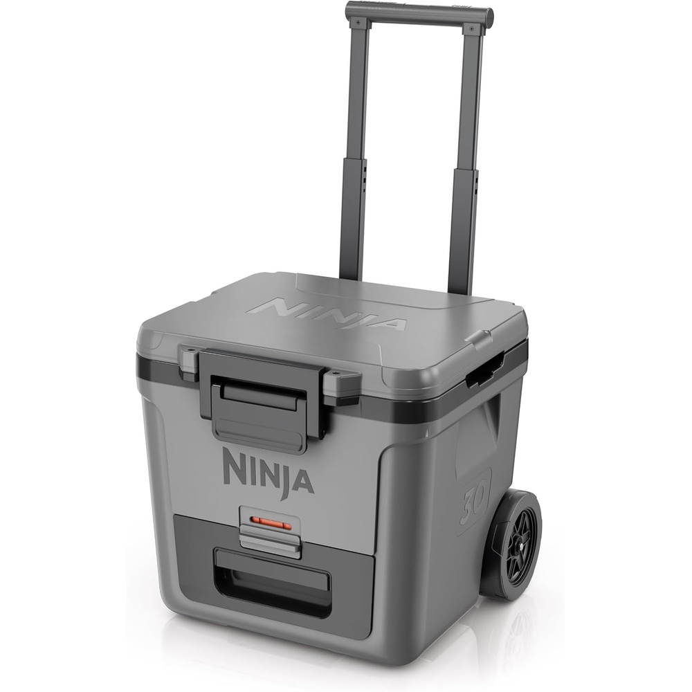 image:imageNinja FrostVault 30qt Cooler with Wheels Dry Storage Lakeshore Blue Ninja FrostVaults 30qt capacity holds 48 cans keeps food cool amp dry and rolls easily on allterrain wheelsSlate Gray