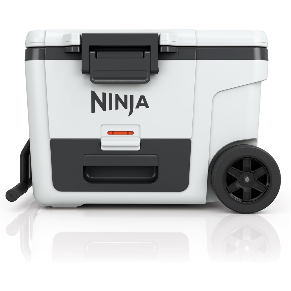 image:imageNinja FrostVault 45qt Cooler with Wheels Dry Storage Charcoal Gray Ninja FrostVaults 45qt capacity holds 68 cans keeps food cool amp dry and rolls easily on allterrain wheelsCloud White