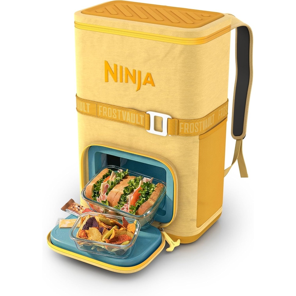 image:imageNinja FrostVault Go Soft Backpack Cooler Dry Storage Birch Beige Ninja FrostVault Go soft cooler stays cool for hours with a leakproof easyaccess lid and carries like a backpackDaffodil Daze