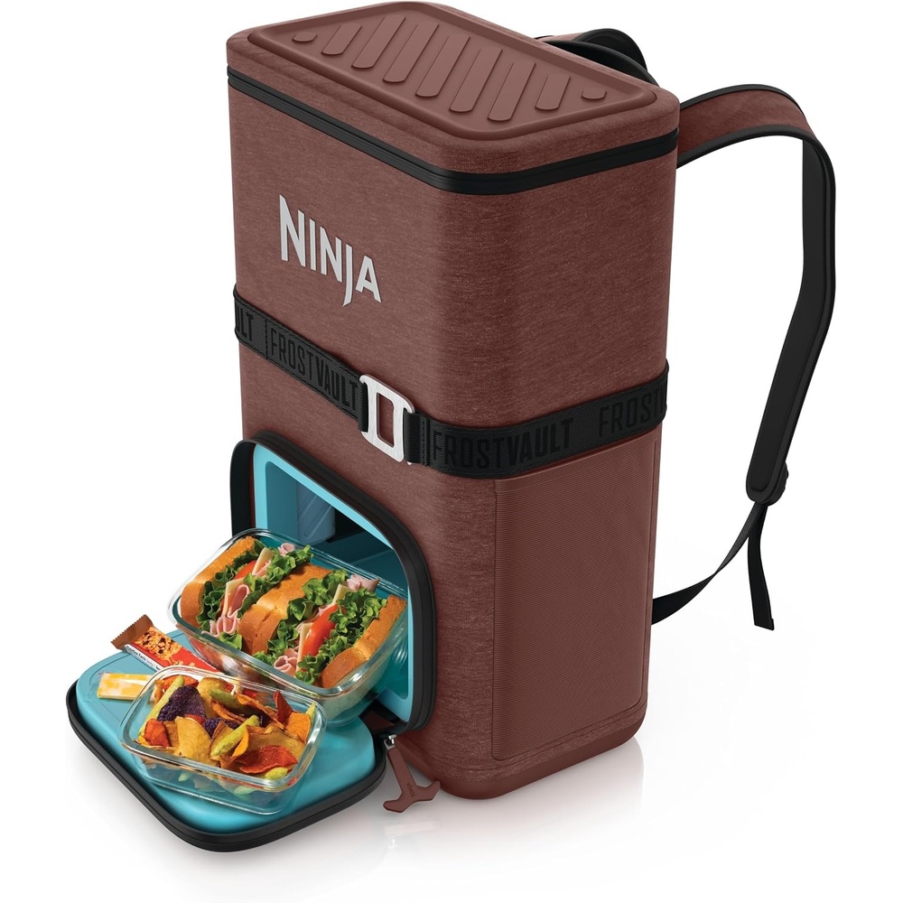 image:imageNinja FrostVault Go Soft Backpack Cooler Dry Storage Birch Beige Ninja FrostVault Go soft cooler stays cool for hours with a leakproof easyaccess lid and carries like a backpackCanyon Red