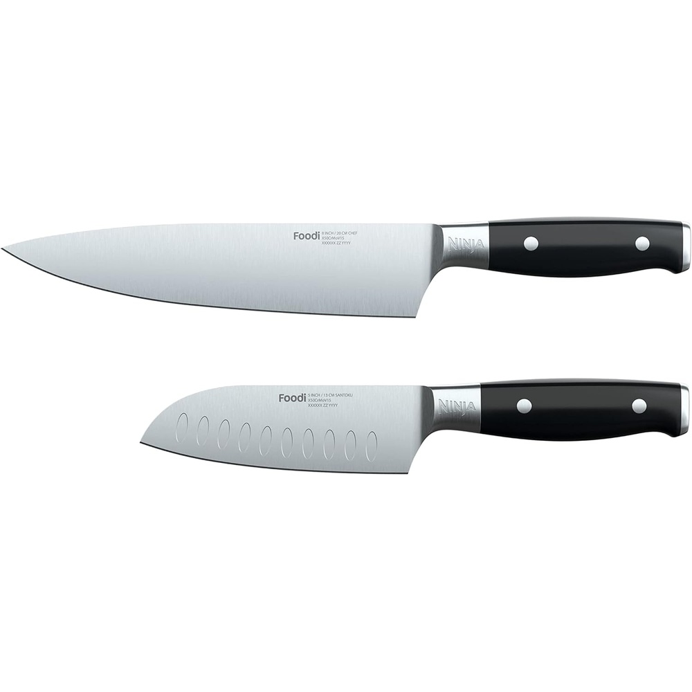 image:imageNinja K32002 Foodi NeverDull System 2Piece Chef Knife amp Santoku Knife Set Premium German Stainless Steel Black