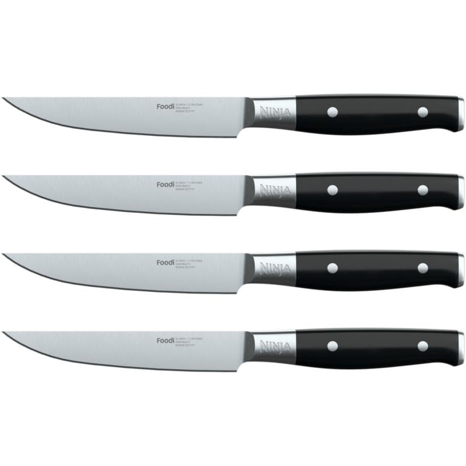 image:imageNinja K32004 Foodi NeverDull System 4Piece Steak Knife Set Premium German Stainless Steel Black4 piece set