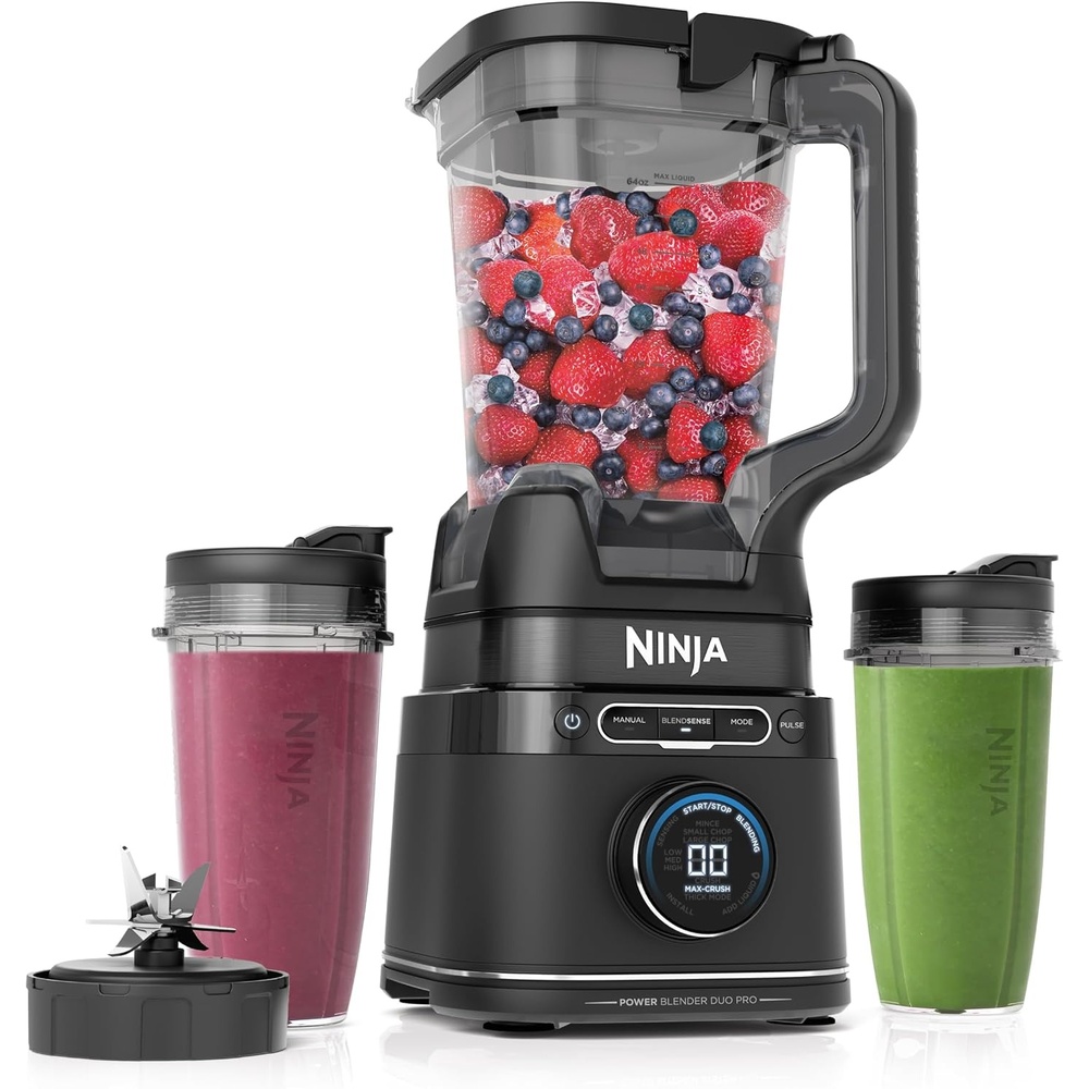 image:imageNinja Kitchen System BlendSense Tech 72 oz 1800PW Black TB401 BlendSense Tech for smoothies cookie dough salsa amp more 8cup processor bowl 24oz cup 1800 peak wattsNinja BlendSense Pro DUO