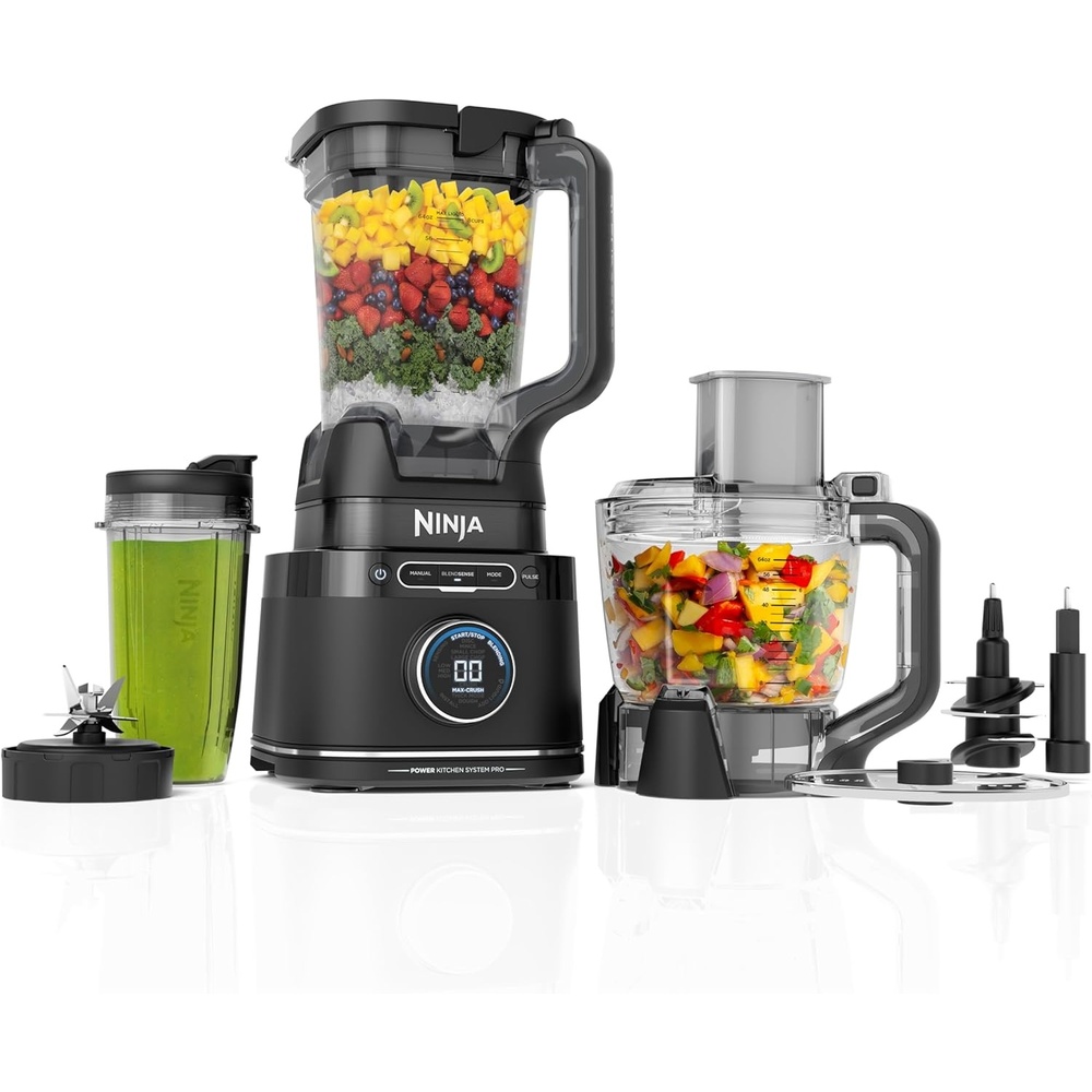 image:imageNinja Kitchen System BlendSense Tech 72 oz 1800PW Black TB401 BlendSense Tech for smoothies cookie dough salsa amp more 8cup processor bowl 24oz cup 1800 peak wattsNinja BlendSense Pro Kitchen System