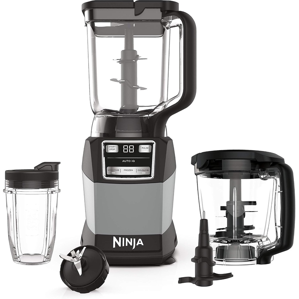 image:imageNinja Nutri Personal amp Countertop Blender 1200W AutoiQ Black BL642 AutoiQ base blends smoothies amp shakes 72oz pitcher plus 18 24 amp 32oz togo cups w spout lids Dishwasher safe3in1 Kitchen System