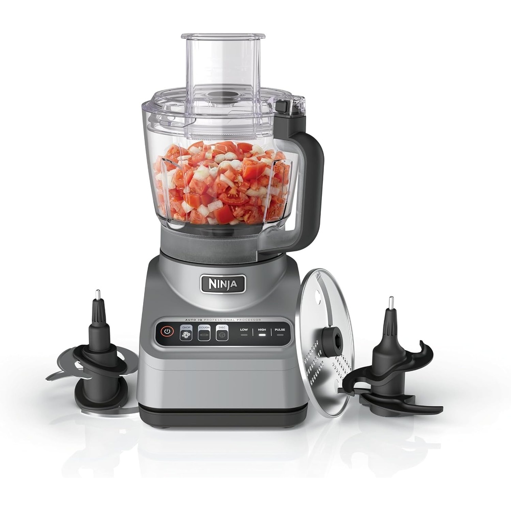 image:imageNinja Professional Plus Food Processor 850Watts With AutoiQ Preset Programs Chop Puree Dough Slice Shred With a 9Cup Capacity and a Silver Stainless Finish BN600C Canadian Version