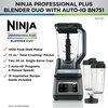 Ninja BN751 Professional Plus DUO Blender, 1400 Peak Watts, 3 Auto-IQ Programs for Smoothies, Frozen Drinks & Nutrient Extractions, 72-oz. Total Crushing Pitcher & 2 24oz To-Go Cups, Black (Renewed)