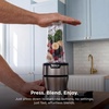 Ninja Fit Compact Personal Blender, 700W, (2) 16oz Cups, QB3001SS | 700-watt base blends smoothies, shakes & frozen drinks. (2) 16-oz to-go cups w/ spout lids. Dishwasher safe.(Push to blend + 3 cups)