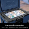 Ninja FrostVault™ 45qt Cooler with Wheels, Dry Storage, Charcoal Gray | Ninja FrostVault’s 45-qt capacity holds 68 cans, keeps food cool & dry, and rolls easily on all-terrain wheels(Lakeshore Blue)