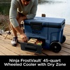 Ninja FrostVault™ 45qt Cooler with Wheels, Dry Storage, Charcoal Gray | Ninja FrostVault’s 45-qt capacity holds 68 cans, keeps food cool & dry, and rolls easily on all-terrain wheels(Lakeshore Blue)